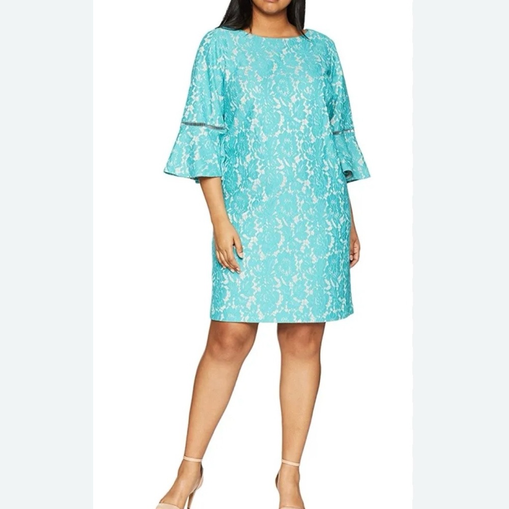 Jessica Howard Turquoise Lace Shift Dress